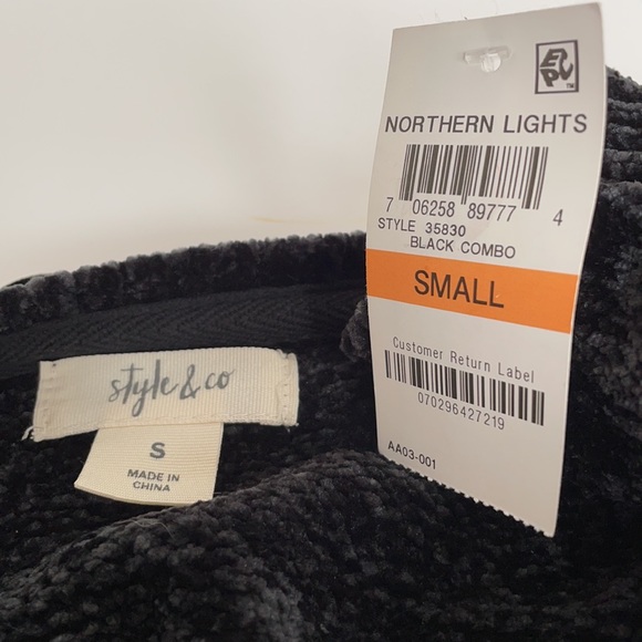 Style and Co sweater Black Chenille Sequin Star - Picture 4 of 6